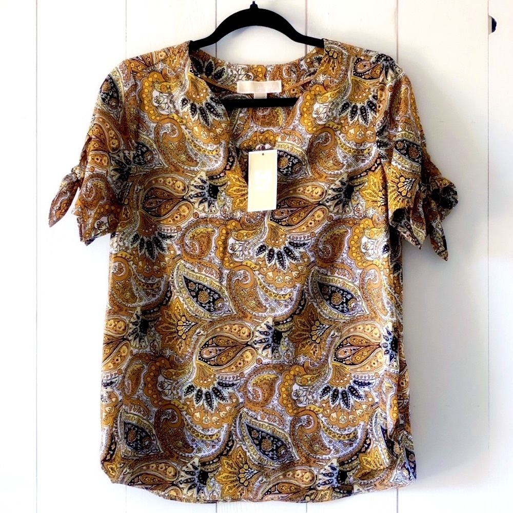 NWT MICHAEL Michael Kors Marigold Paisley Blouse Size Small